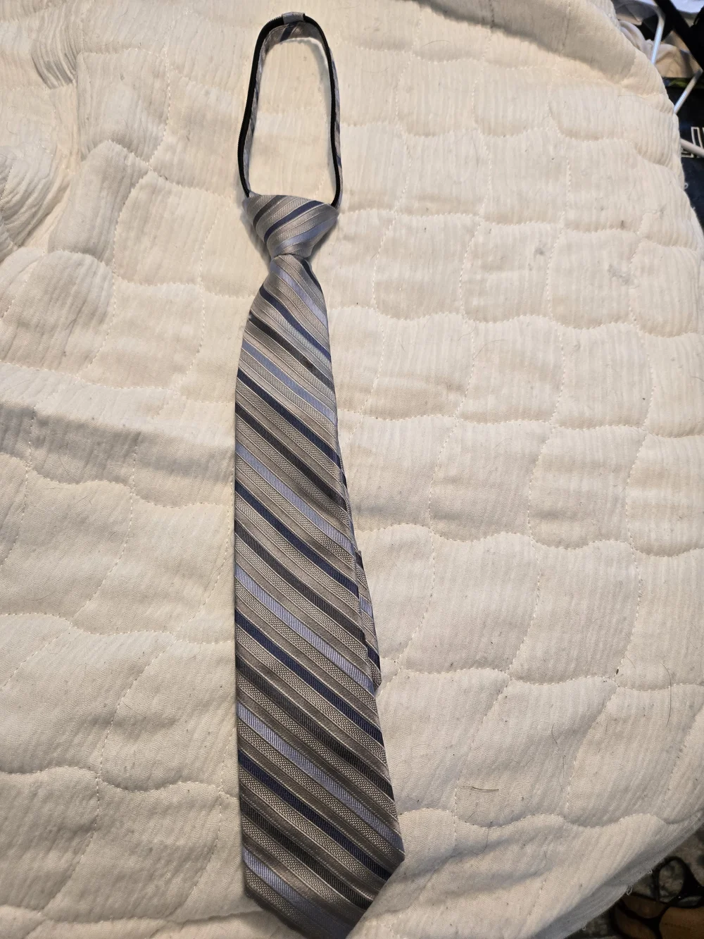 Calvin Klein Boys Gray and Blue Striped Adjustable Tie